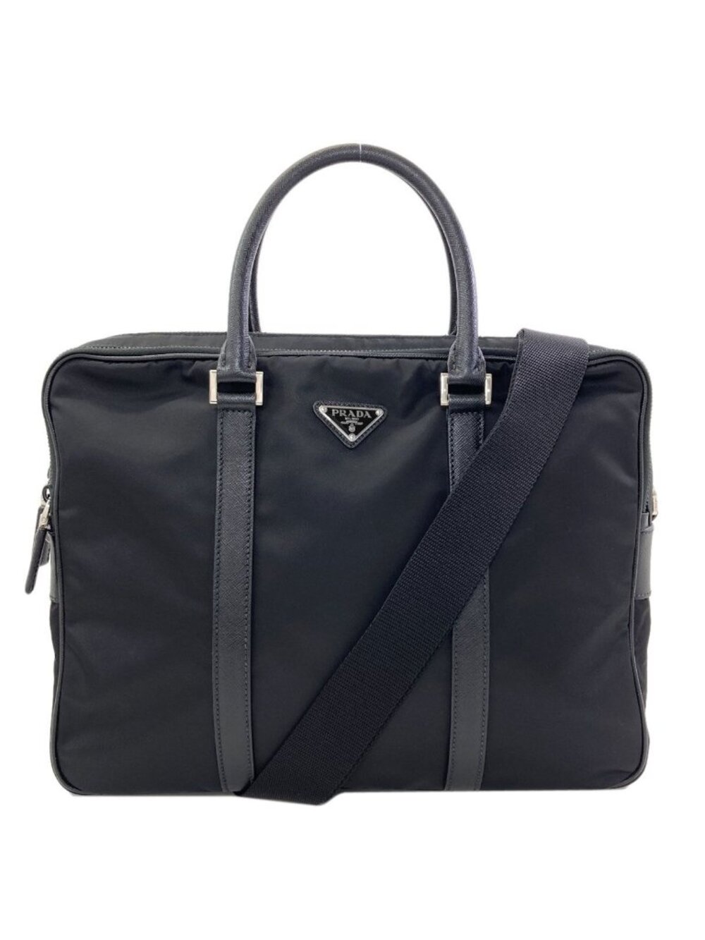 Prada Logo 2-Way Business Bag Nylon